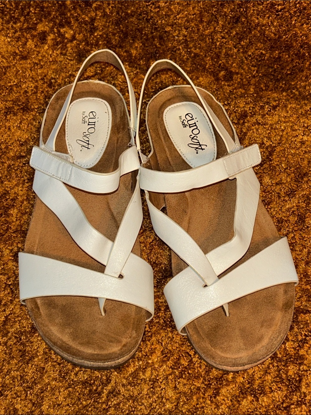 EuroSoft White Women's Strappy Slingback Sandals with Cushioned Footbed